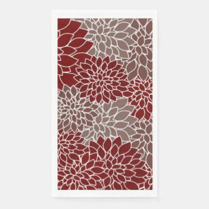 Serviette En Papier Dahlias rouges et argent