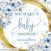 Serviette En Papier Dainty pastel bleu fleurs or baby shower serviette