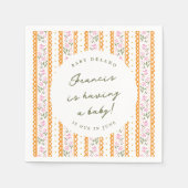 Serviette En Papier Dainty Wildflower Stripes Baby Shower Due Date (Devant)