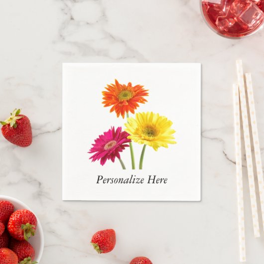 Serviette En Papier Daisies Gerbera Nature (En situation)