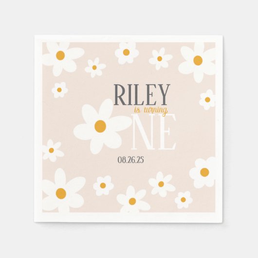 Serviette En Papier Daisy 1er anniversaire Napkin (Devant)