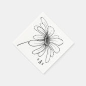 Serviette En Papier Daisy à la main Monogram Cocktail blanc serviettes (Coin)