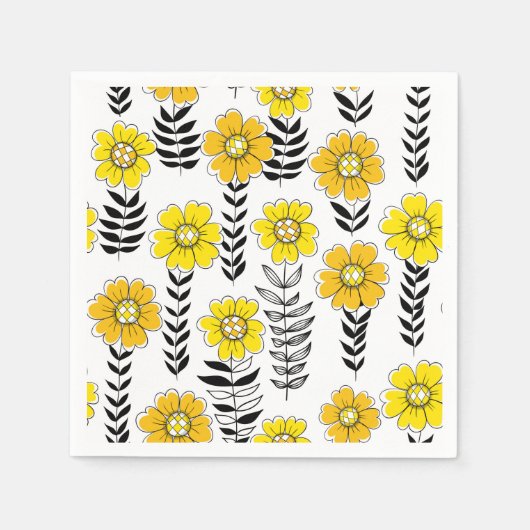 Serviette En Papier Daisy dooda en jaune et noir (Devant)