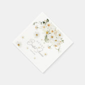 Serviette En Papier Daisy Élégant Fleur des Champs Mariage Moderne (Coin)