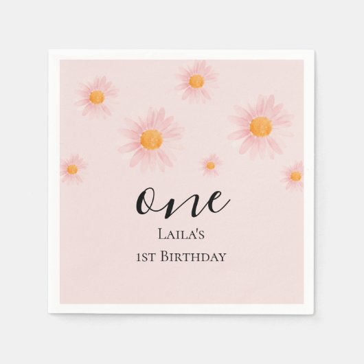 Serviette En Papier Daisy floral 1st birthday napkins (Devant)
