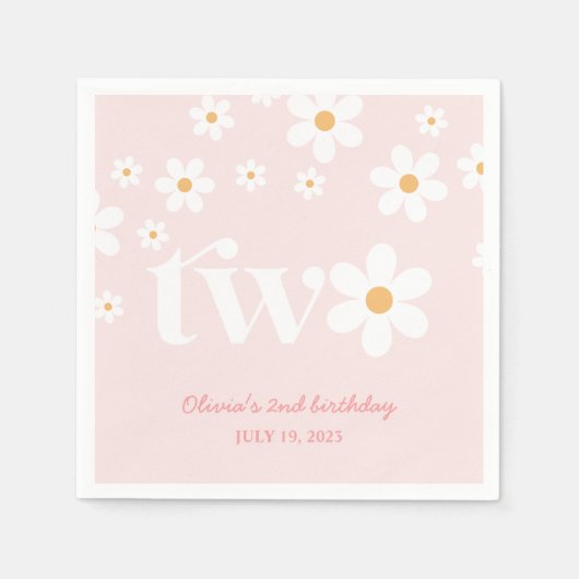 Serviette En Papier Daisy floral 2ème anniversaire (Devant)