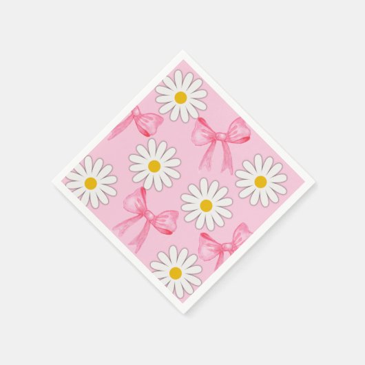 Serviette En Papier Daisy Flower and Bow Napkin (Coin)