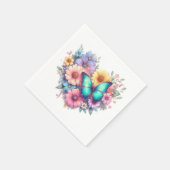 Serviette En Papier Daisy Flowers with a Beautiful Butterfly (Coin)