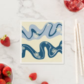 Serviette En Papier Daisy Groove - Bleu foncé, Bleu clair et crème (En situation)