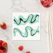 Serviette En Papier Daisy Groove en vert, noir et blanc (En situation)