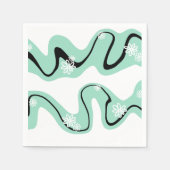 Serviette En Papier Daisy Groove en vert, noir et blanc (Devant)