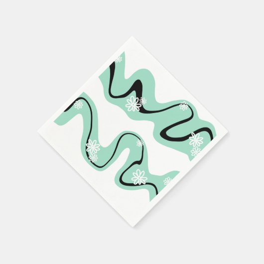 Serviette En Papier Daisy Groove en vert, noir et blanc (Coin)