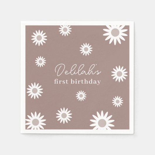 Serviette En Papier Daisy Invitation d'anniversaire (Devant)