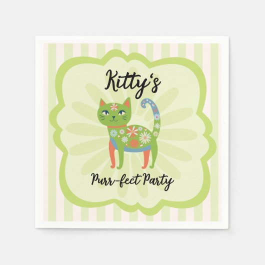 Serviette En Papier Daisy Kitty Visage Purr-fect fête d'anniversaire (Devant)