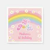 Serviette En Papier Daisy Rainbow Faisons la fête Anniversaire Rétro (Devant)