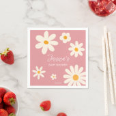 Serviette En Papier Daisy rétro rose baby shower boho (En situation)