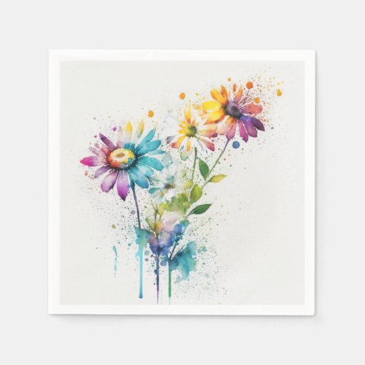 Serviette En Papier Daisy Spatter, couleurs vives, (Devant)