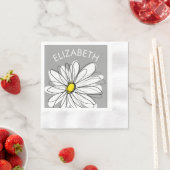 Serviette En Papier Daisy tendance avec fête gris et jaune (En situation)