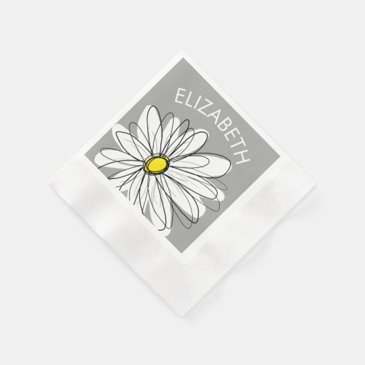 Serviette En Papier Daisy tendance avec fête gris et jaune (Coin)
