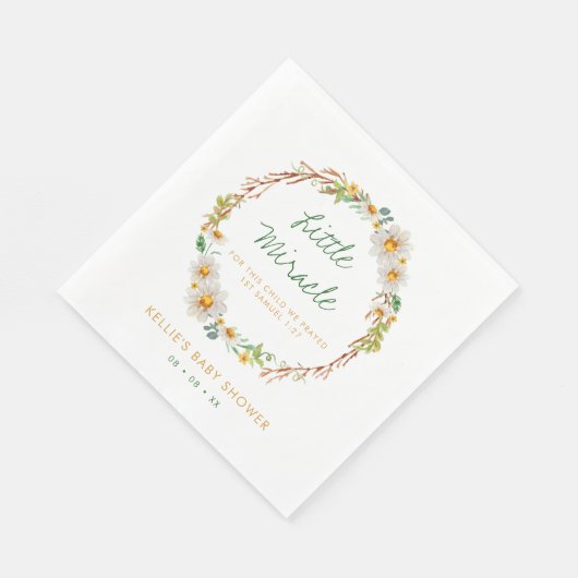 Serviette En Papier Daisy Wreath Little Miracle Baby shower Scripture (Coin)