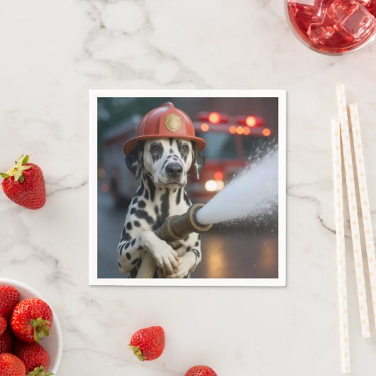 Serviette En Papier Dalmatian Dog With a Fire Hose (En situation)
