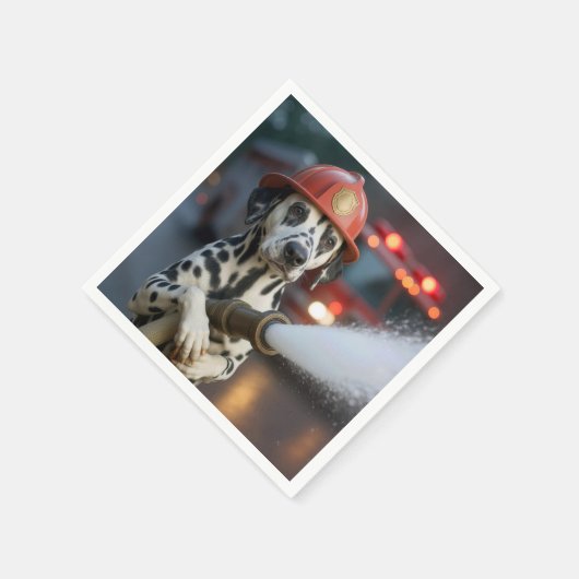 Serviette En Papier Dalmatian Dog With a Fire Hose (Coin)