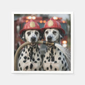 Serviette En Papier Dalmatian Dogs Holding a Fireman Hose (Devant)
