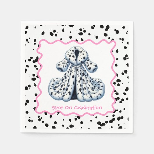 Serviette En Papier Dalmatie Imprimer Anniversaire | Black and White p (Devant)