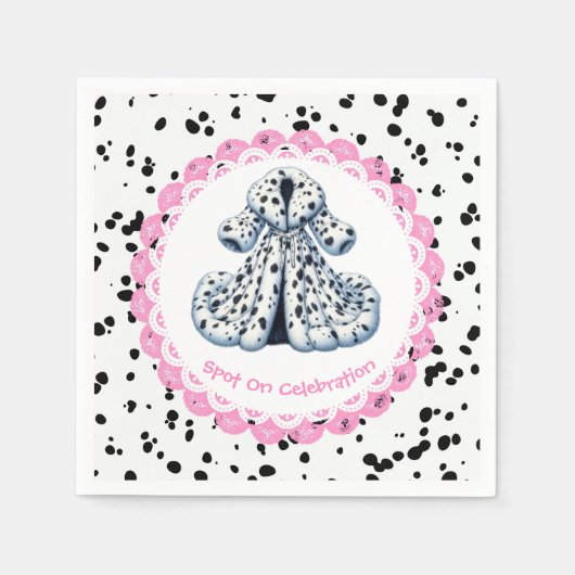 Serviette En Papier Dalmatie Imprimer Anniversaire | Black and White p (Devant)
