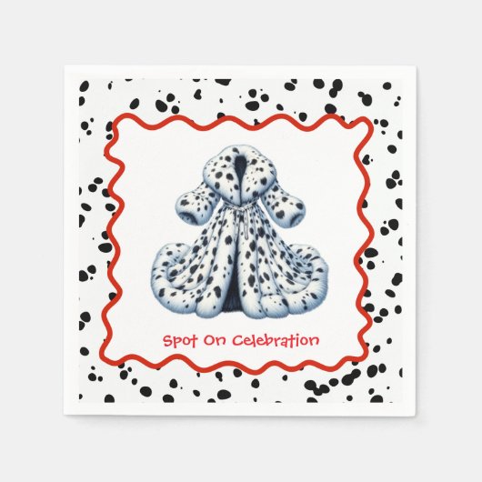 Serviette En Papier Dalmatie Imprimer Anniversaire | Black and White p (Devant)