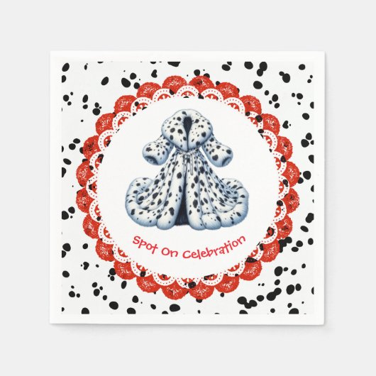 Serviette En Papier Dalmatie Imprimer Anniversaire | Black and White p (Devant)