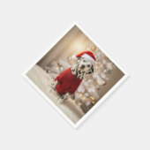 Serviette En Papier Dalmatien portant un pull de Noël rouge (Coin)