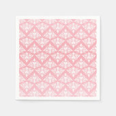 Serviette En Papier Damas blanc et rose (Devant)