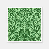 Serviette En Papier Damas florales Art Nouveau, vert émeraude (Devant)
