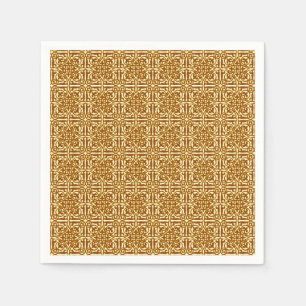 Serviette En Papier Damas médiéval Fleur de lis, cuivre et crème