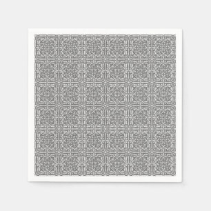 Serviette En Papier Damas médiéval Fleur-de-lis, gris argenté