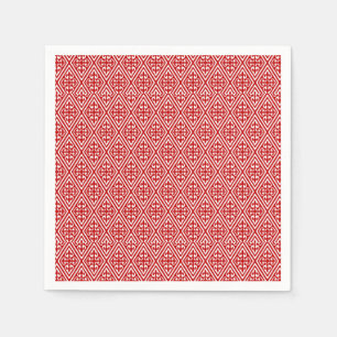 Serviette En Papier Damas médiéval Fleur de lis, rouge et blanc