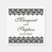 Serviette En Papier Damas noir et blanc (Devant)