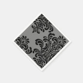 Serviette En Papier Damas noir sur Motif gris (Coin)