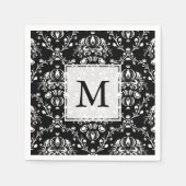 Serviette En Papier Damas personnalisées noir et blanc (Devant)