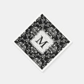 Serviette En Papier Damas personnalisées noir et blanc (Coin)