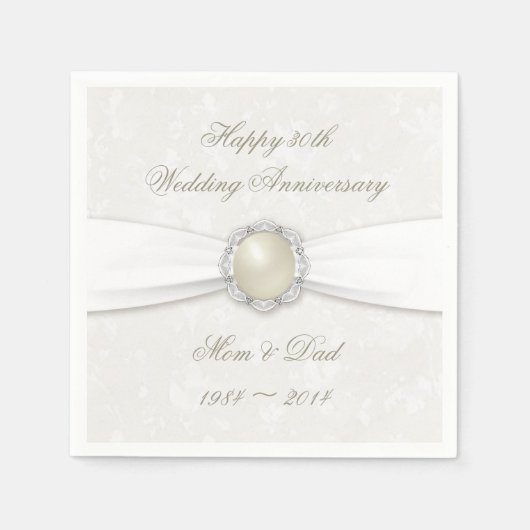 Serviette En Papier Damask 30e anniversaire Mariage papier serviettes (Devant)