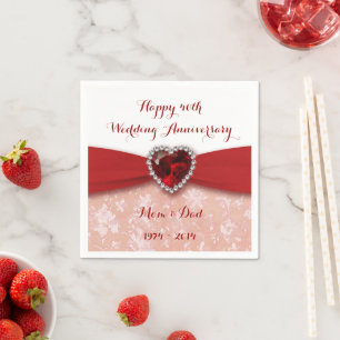 Serviette En Papier Damask 40e anniversaire Mariage papier serviettes