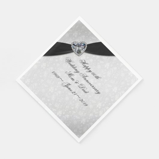 Serviette En Papier Damask 60e anniversaire de Mariage (Coin)