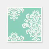 Serviette En Papier Damask blanc sur Aqua Motif (Devant)