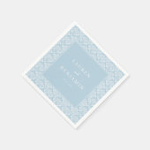 Serviette En Papier Damask Bleu Élégant (Coin)