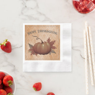 Serviette En Papier Damask, Citrouille de Thanksgiving   Orange