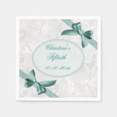Serviette En Papier Damask et Bows Cinquantième anniversaire Serviette (Devant)