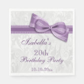 Serviette En Papier Damask & Faux Bow Girls 20e anniversaire (Devant)