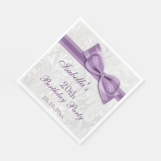 Serviette En Papier Damask & Faux Bow Girls 20e anniversaire (Coin)